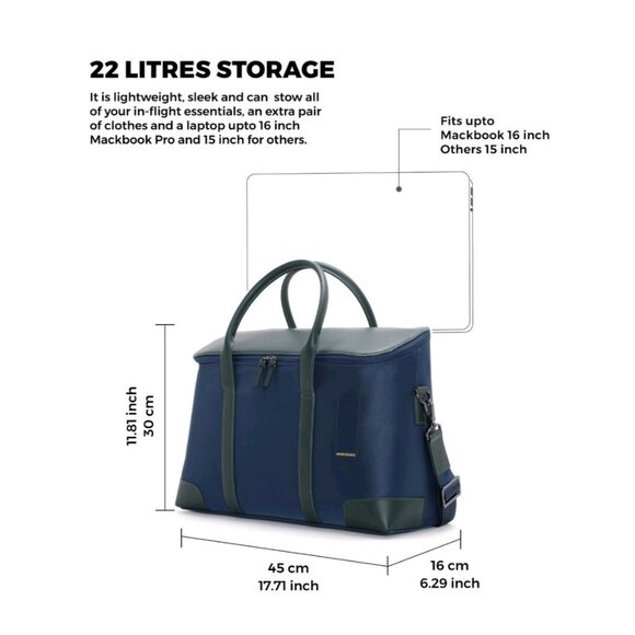 Mokobara The Cabin Duffle Work Bag Leather Water Resistant 15" Laptop Blue New - Picture 9 of 15